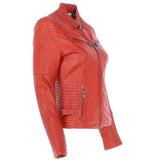 Women's Leather Biker Jacket Orange: BikeX