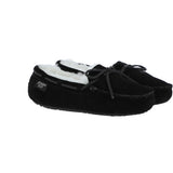 Women's Classic  Suede Sheepskin Moccasin Slippers Black/White: LADIES MOCCASSINS