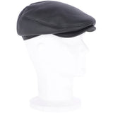 One Piece Sheepskin Leather Flat Cap Black: 04K