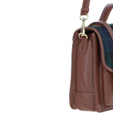 Ashwood Leather & Harris Tweed® Cloth Large Satchel Bag with Twist Lock Tan/Watch: TW-35-04-TW