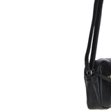 Leather Crossbody Bag with Adjustable Strap Black: Audrey