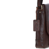 Elegant Ashwood Leather Unisex Crossbody Bag Brandy: G-19