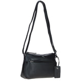 Compact Zip-Closure Leather Crossbody Bag Black: Belfast
