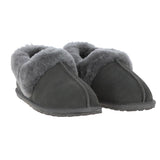 Women's Classic  Suede Sheepskin Cuff Slippers Grey: LADIES CUFF SLIPPERS