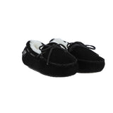 Women's Classic  Suede Sheepskin Moccasin Slippers Black/White: LADIES MOCCASSINS