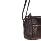 Leather Crossbody Bag with Adjustable Strap Brown: Audrey