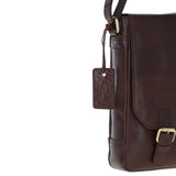 Elegant Ashwood Leather Unisex Crossbody Bag Brandy: G-19