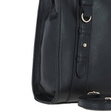 Real Leather Handbag with Adjustable Crossbody Strap Black: 64867