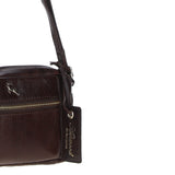 Leather Crossbody Bag with Adjustable Strap Brown: Audrey