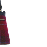 Authentic Ashwood Leather & Harris Tweed® Cloth Crossbody Bag Navy/Pink: TW-29-06-NP
