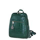 Ashwood Leather Backpack with Multiple Pockets and Golden Hardware in Green: C-74