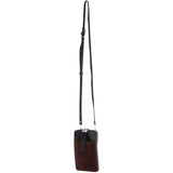Ashwood Leather and Suede Slim Crossbody Phone Pouch with Card Slots in Brown: S-51