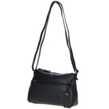 Compact Zip-Closure Leather Crossbody Bag Black: Belfast