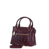 Ashwood Leather Ladies Handbag with Detachable Crossbody Strap in Bordo/croc: C-73