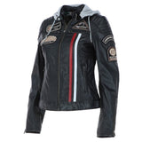 Women's Detachable Hood Leather Biker Jacket Black: Sofi