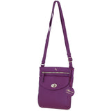 Ashwood Leather Flat Crossbody Bag with Adjustable Leather Strap in Raspberry CB-10