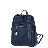 Ashwood Leather Backpack with Multiple Pockets and Golden Hardware in Navy: C-74