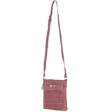 Ashwood Leather Crossbody Bag with Adjustable Strap in Rosa/Croc: C-71