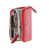 6 Card RFID Protected Zip Around Leather Purse Poppy Red: S-5