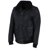 Ashwood Men’s Genuine Leather Bomber Jacket with Removable Fur Collar in Black: AWM-Pilot