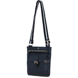 Ashwood Leather Flat Crossbody Bag with Contrast Strap in Black: CB-11