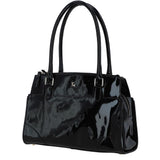 Three Section A4 Patent Leather Work Bag Black: A4 Work Bag