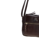 Leather Crossbody Bag with Adjustable Strap Brown: Audrey