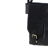 Elegant Ashwood Leather Unisex Crossbody Bag Black: G-19