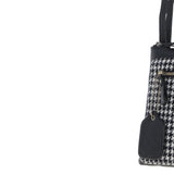 Authentic Ashwood Leather & Harris Tweed® Cloth Crossbody Bag Black/White: TW-29-012-BW