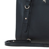 Real Leather Handbag with Adjustable Crossbody Strap Black: 64867