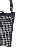 Authentic Ashwood Leather & Harris Tweed® Cloth Crossbody Bag Black/White: TW-29-012-BW