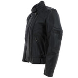 Mens Fashion Cowhide Leather Jacket Black: BIKER 220