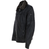 Leather Jacket With Detachable Collar Black: SANDOR