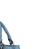 Real Leather Handbag with Adjustable Crossbody Strap Denim: 64867