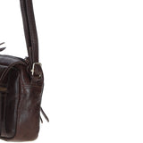Leather Crossbody Bag with Adjustable Strap Brown: Audrey