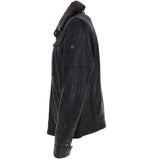 Leather Jacket With Detachable Collar Black: SANDOR