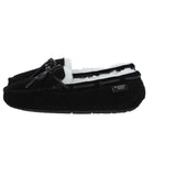 Women's Classic  Suede Sheepskin Moccasin Slippers Black/White: LADIES MOCCASSINS