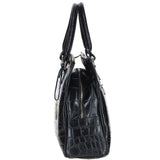 Three Section A4 Croc Print Leather Work Bag Black: A4 Work Bag