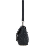 Real Leather Flapover Quilted Bag Black: 63858