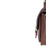 Ashwood Leather & Harris Tweed® Cloth Large Satchel Bag with Twist Lock Tan/Watch: TW-35-04-TW