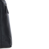 Black Leather Shoulder Bag with Leopard Print Pocket: ELA 1128