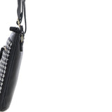 Authentic Ashwood Leather & Harris Tweed® Cloth Crossbody Bag Black/White: TW-29-012-BW