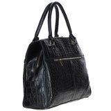 Three Section A4 Croc Print Leather Work Bag Black: A4 Work Bag