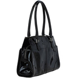 Three Section A4 Patent Leather Work Bag Black: A4 Work Bag
