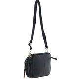 Leather Twin Zip Quilted Crossbody Bag Black: 63624