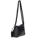 Compact Zip-Closure Leather Crossbody Bag Black: Belfast