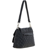 Real Leather Flapover Quilted Bag Black: 63858