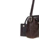 Leather Crossbody Bag with Adjustable Strap Brown: Audrey