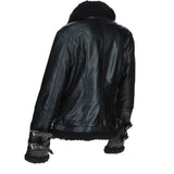 Womens Shearling Biker Jacket Black: 2418