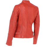 Women's Leather Biker Jacket Orange: BikeX